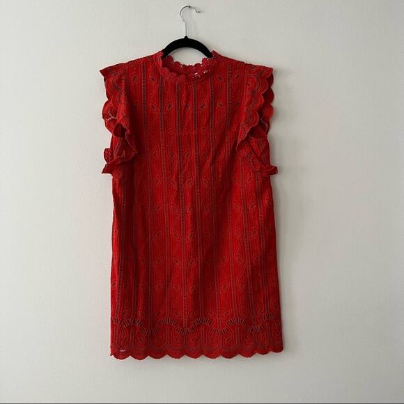 Anthropologie Tularosa Chetna Red Lace Tunic Dress - Picture 2 of 6